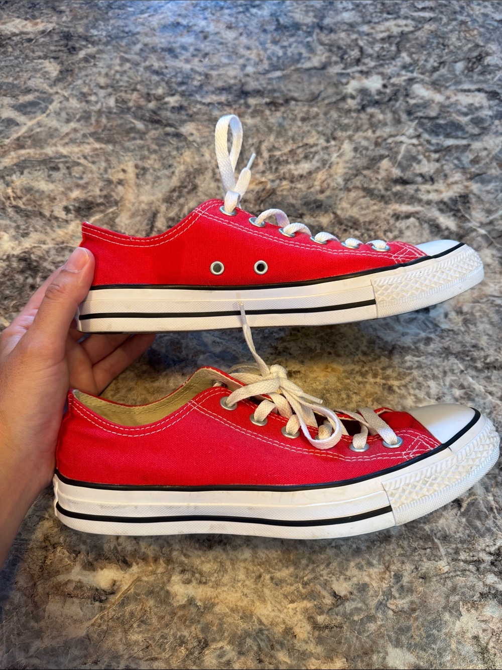Converse Red Low-Top Canvas Sneakers with White Laces - Picture 4 of 7
